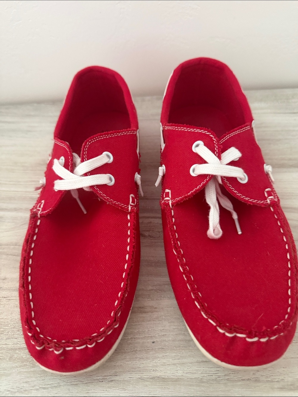 Red Canvas Boat Shoes - Men's Casual Lace-Up